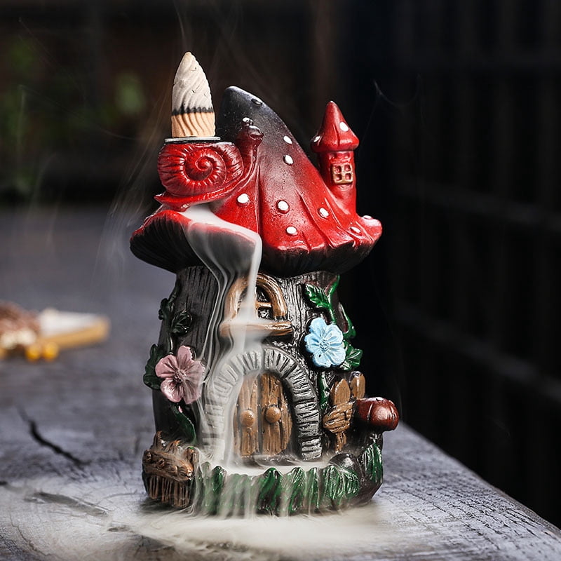 Christmas Tree Mushroom Reflow Incense Burner Creative Resin Mushroom House Reflow Incense Holder Festival Decoration