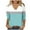Sky Blue, variant on Timegard Tops for Women Trendy 3/4 Sleeve V Neck Color Block Drop Shoulder Casual Loose Comfy Blouse