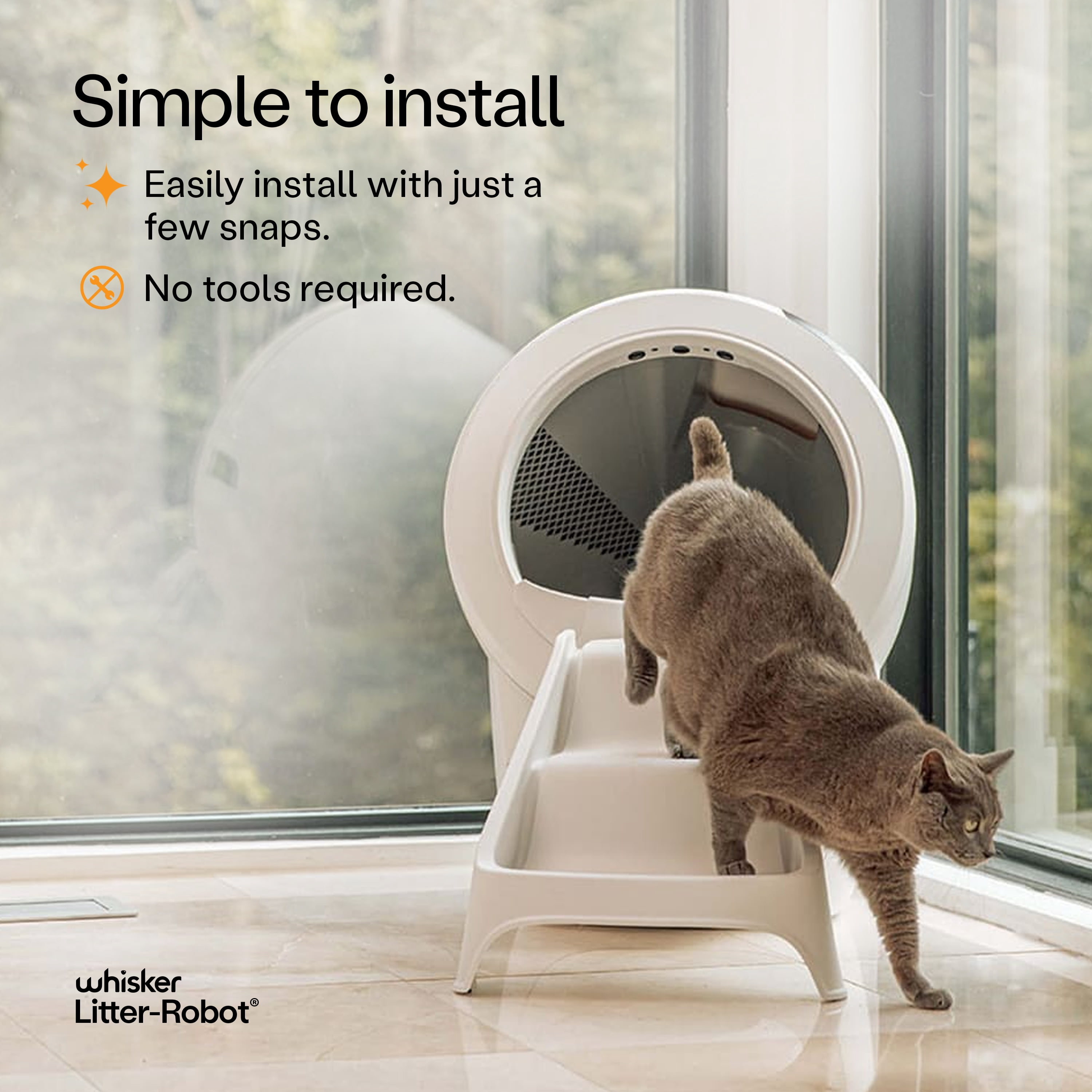 Litter-Robot 4 Ramp by Whisker, White - Cat Ramp for Litter Box, Custom Fit for Litter-Robot 4, Non-Slip Rubber Feet, Suitable for Small & Older Cats, Made in the USA