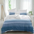 thumbnail image 2 of Haze Blue White Ombre Bedding 3 Piece Duvet Cover Set Twin Size, Vintage Gradient Striped Aesthetics Soft Microfiber Comforter Cover with Zipper Closure & Pillowcases, FadeResistant Quilt Cover, 2 of 9