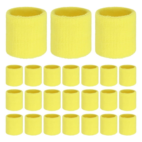 Uxcell 24PCS Sports Sweatbands, Cotton Wristbands Sweat Absorbent for Workout/Basketball/Running [Yellow, 8cmW]
