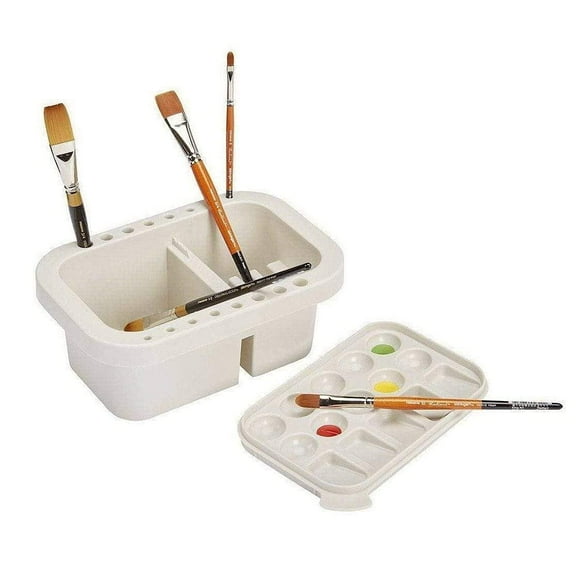 Multi-Purpose Brush Basin with Built In Sealable 15-Well Palette