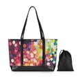thumbnail image 7 of FORMRS Canvas Laptop Tote Bag for Women with 15.6" Computer Compartments Shoulder Handbag, Green Colorful Circles, 7 of 7