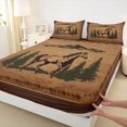 thumbnail image 3 of Homewish Farm Animal Horse Twin Sheet Sets,Rustic Western Farmhouse Twin Fitted Sheet,Country Lodge Flat Sheet For Boys Kids,Ultra Soft Home Decor,3pcs, 3 of 7
