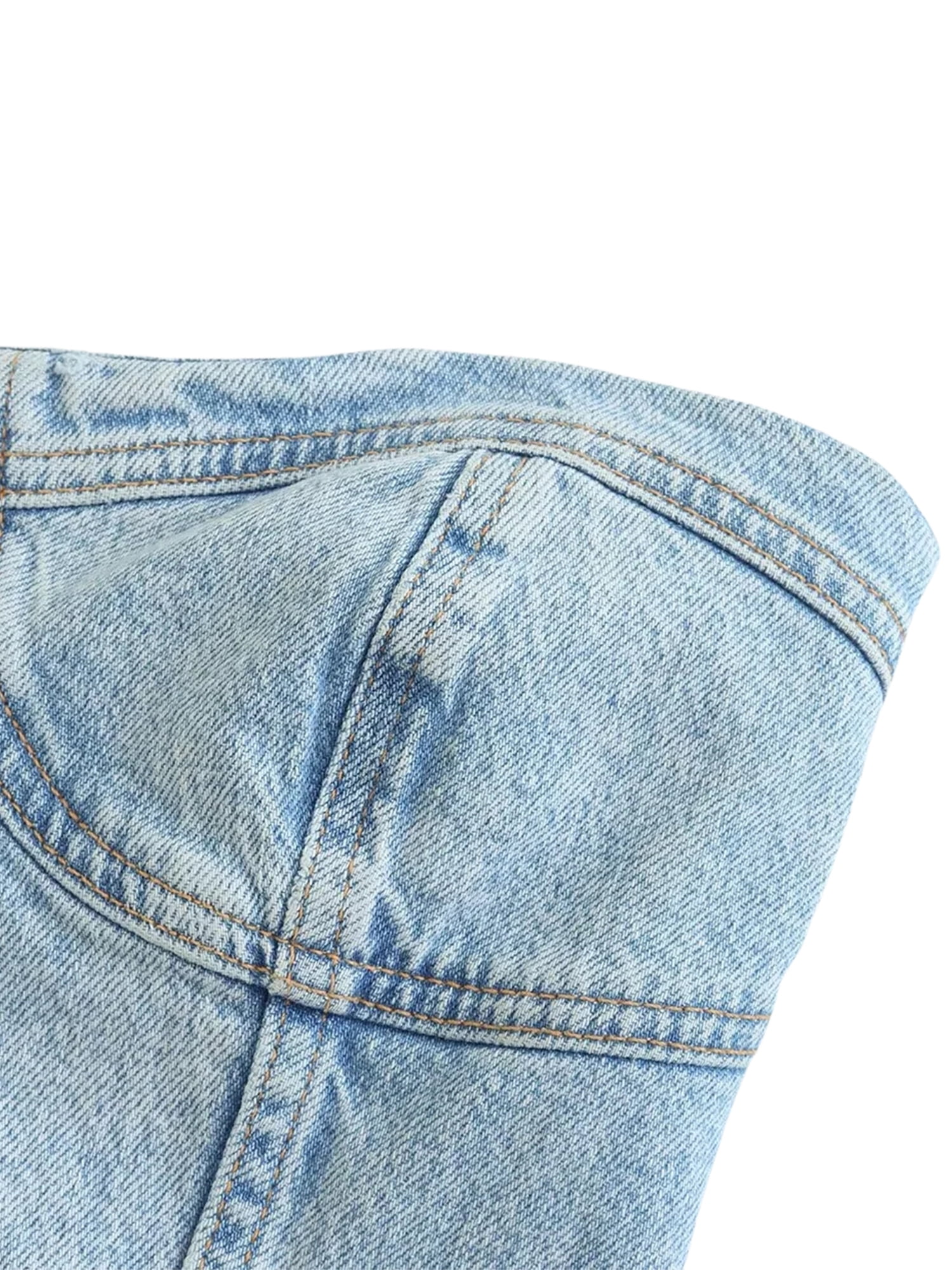 Off-White Blue Bustier Denim Tank Top