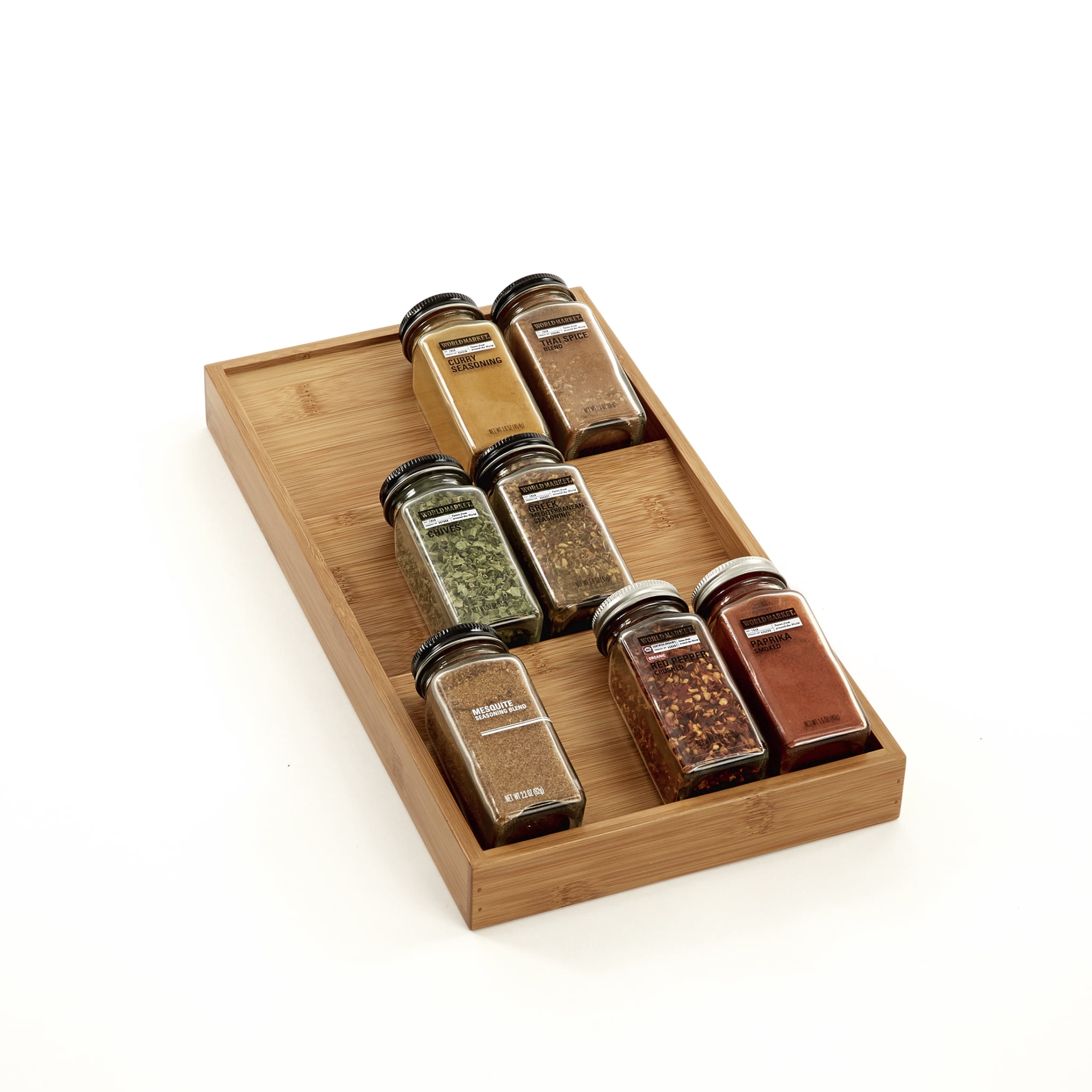 Details about   Bamboo Spice Rack Cabinet Drawer Tray Desk Organizer 3 Tier Kitchen Countertop 