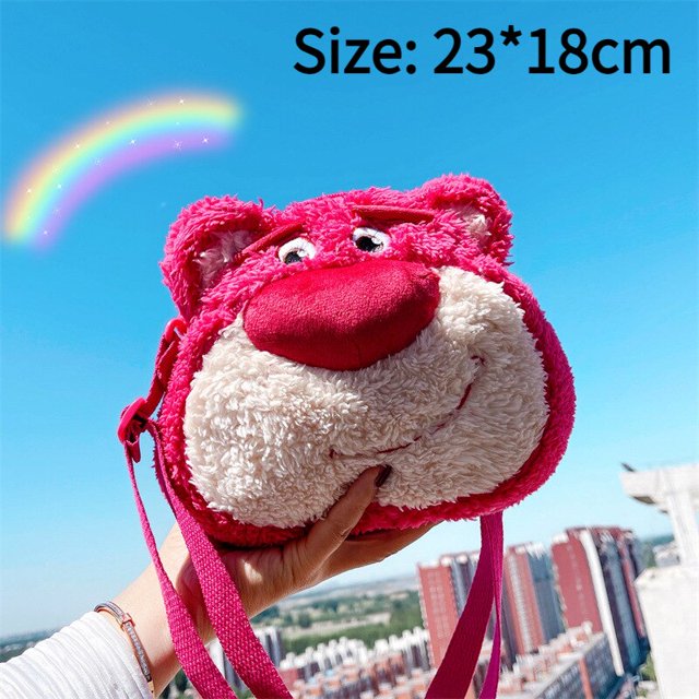 Bolso de peluche de Disney Lotso para muñeca, bolsa con cadena de oso Pooh, Lolita Dale, bolsa de teléfono de felpa, mochila ajustable para regalo de vacaciones, bolsa de maquillaje