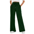 thumbnail image 3 of NOLDARES Wide Leg Dress Pants for Women Business Casual Elastic Waist Comfy Work Pants Baggy Lounge Pants Trousers with Pocket(Green,L), 3 of 7