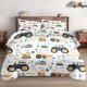 thumbnail image 1 of Juego de edredón con funda de almohada, Boho Madera Construcción Camión Tractor Suave, 1 of 7