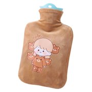 Washable Cartoon Mini Explosion-proof Winter Warm Water Injection Hot Water Bottles Hand Warmer BROWN