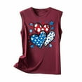 thumbnail image 3 of Fartey American Flag Patriotic Tank Tops for Women 4th of July Sleeveless Shirts Cute USA Flag Graphic Tanks Slim Fit Festival Undershirts Wine S, 3 of 4