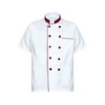 thumbnail image 6 of Doomiva Unisex Chef Coat Pressional Hotel Kitchen Chef Jacket Men Women Restaurant Canteen Working Uniform White&Burgundy XXL, 6 of 7