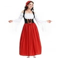 thumbnail image 5 of SWSMCLT Women's Bavarian Oktoberfest Dirndl Barmaid Bunched Billowy Breathable Cos Dresses A Line Dress Bell Sleeve Red Large, 5 of 5