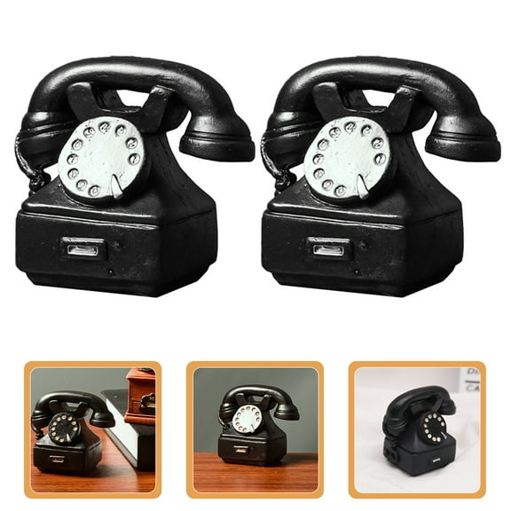 NICEXMAS Vintage Retro Telephone Home Decor Brown 2Pcs