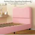 thumbnail image 6 of Pink Twin Bed Frame with Upholstered Headboard, Low Profile Sturdy Platform Bed with Soft Boucle Fabric and , Heavy Duty, Wooden Slats, Noise Free, No Box Spring Needed, 6 of 8