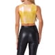 thumbnail image 3 of TOP SIN MANGAS U ESCOTE PARA MUJERES INSPIRE CHIC ROPA DE FIESTA Y CLUB Holográfico Brillante Metálico Crop Top M Amarillo, 3 of 6