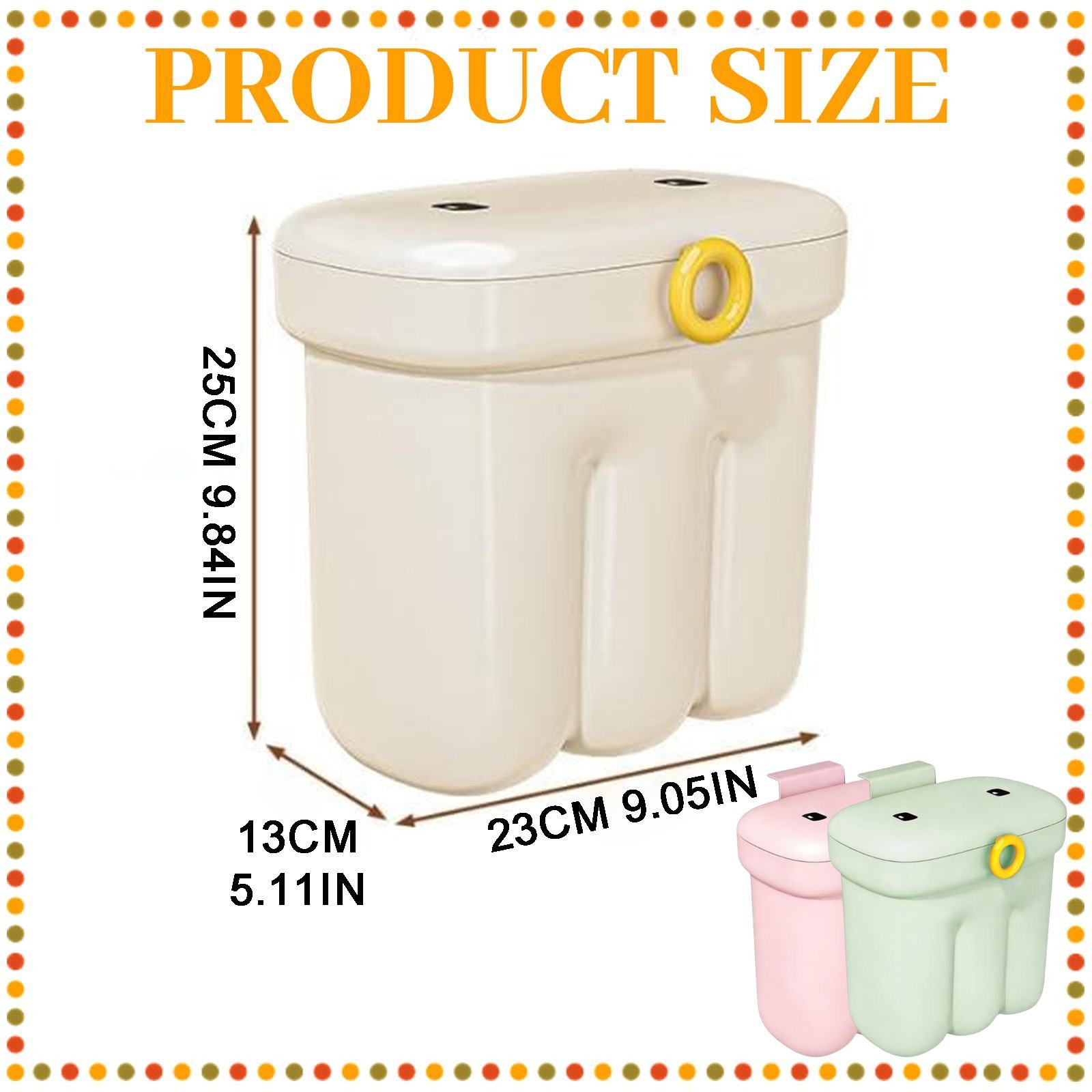 Hanging Trash Can with Lid, Kitchen Waste Bins, Wall Mounted Garbage Can, Small Plastic Waste Basket, Garbage Can with Lid for Kitchens,Cabinet Door, Bathroom,Office, 9.05X5.11X9.84inch