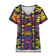 thumbnail image 6 of JTZGDY Western Shirts for Women Vintage African Dashiki Print Summer Short Sleeve Casual V Neck Contrast Color Ethnic T-Shirts Trendy Ladies Flowy Tunic Blouse Purple#03 S, 6 of 6