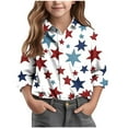 thumbnail image 2 of Bxsruta Blouse for Kids, Star Print Button Down Casual Shirt, Long Sleeve Collared Kids Outerwear, 2 of 6