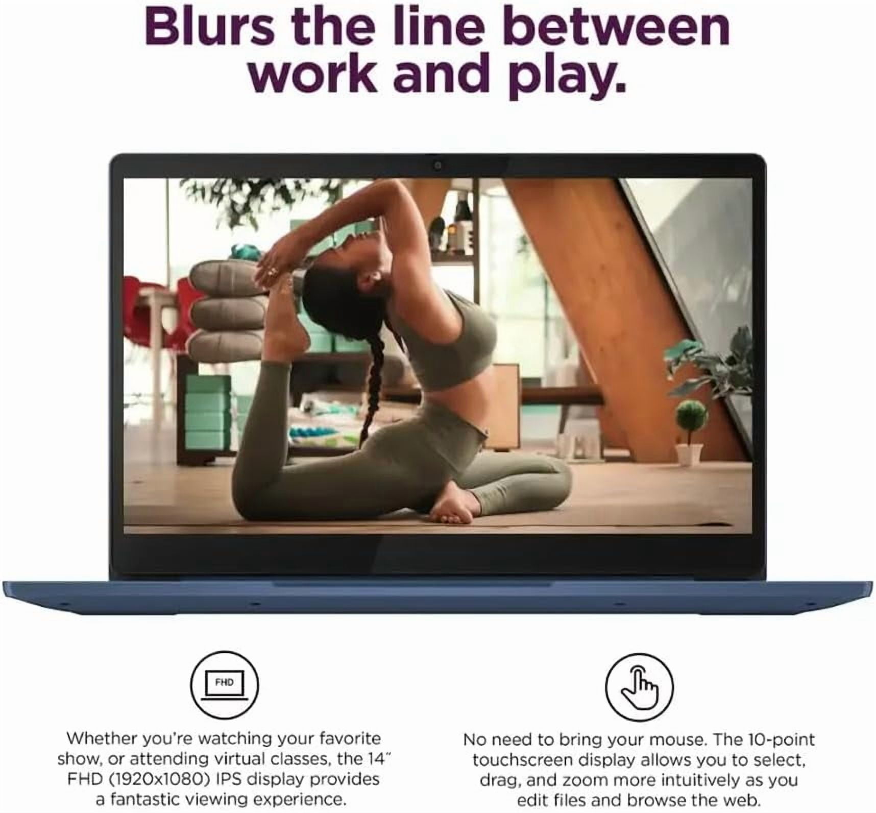 Lenovo IdeaPad Slim 3 Chromebook Laptop for Students - 14'' FHD Touchscreen, 8-Core MediaTek Kompanio 520, Lightweight, 4GB RAM, 64GB eMMC & 256GB Micro SD Card, Wi-Fi 6, Chome OS