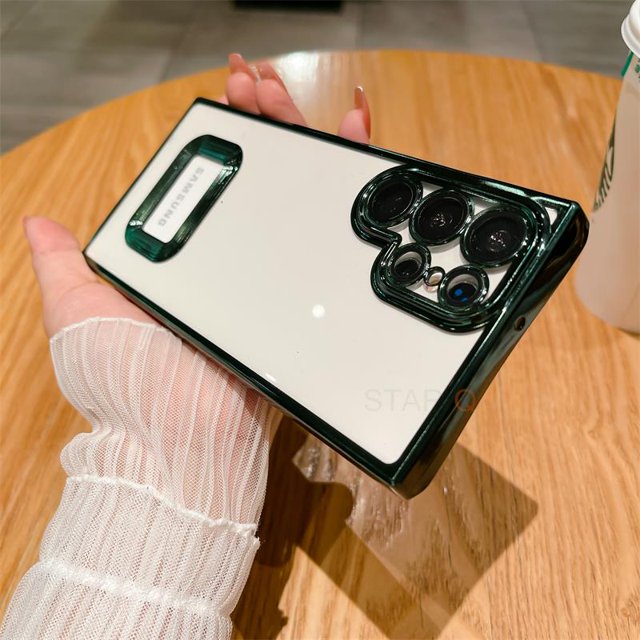 Funda transparente chapada de lujo para Samsung Galaxy Note 20 Ultra 10 Plus Note20 Pro 5g, Protector de cámara con logotipo, cubierta de silicona con agujero Fivean unisex