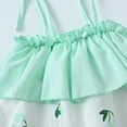 thumbnail image 4 of Zwiiyzr 2025 Girls Camisole Tops Heart Print Bow Tie Shoulder Spaghetti Strap Sleeveless Ruffle Hem Tank Tops for 1-5 Years Green, 4 of 9