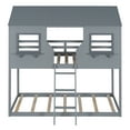 thumbnail image 3 of Aukfa Twin over Twin Bunk Bed with Roof and Window, Wood Playhouse for Kids - Gray, 3 of 8
