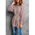 thumbnail image 2 of ABPHQTO Cárdigan de punto acanalado estilo túnica rosa para mujer con bolsillo y cinturón, 2 of 5