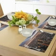 thumbnail image 4 of Ambesonne USA Place Mats Set of 4, Manhattan Skyline Sunset, Standard Size, Blue Orange White, 4 of 6