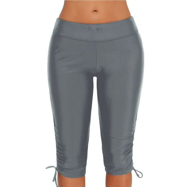 Dodoing 12pcs Knee Length Swim Pants Women Swim Pants Swim Capris Womens Plus Size Rash Guard