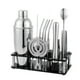 thumbnail image 5 of Juego de coctelera de barman con soporte negro y juego de mezcla de bebidas Juego de barra de Martini Los mejores accesorios de barra (plata) 20 piezas, 5 of 5
