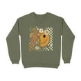 thumbnail image 3 of Floral Smiley Face With Checkered Pattern Trendy Sweatshirt (S, DarkHeather), 3 of 7