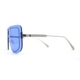 thumbnail image 3 of SA106 Full Rimless Flat Top Shield Mobster Sunglasses Silver Blue, 3 of 4