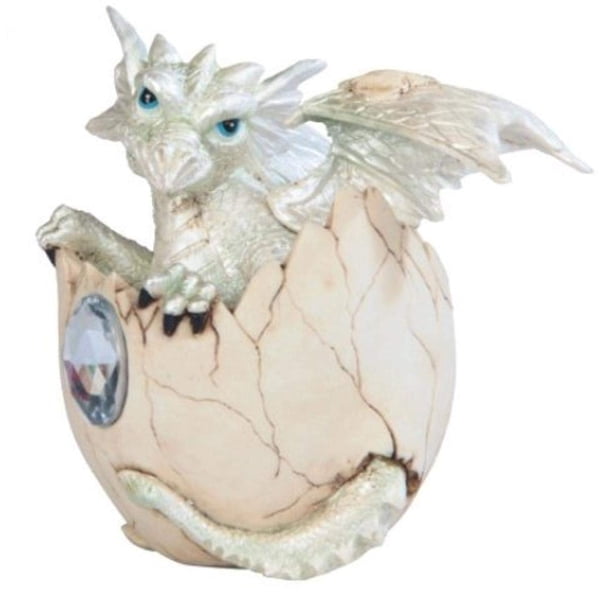 George S. Chen Imports Ss-G-71472 Figura de dragón bebé blanco en cáscara de huevo con gema de 4,25 pulgadas