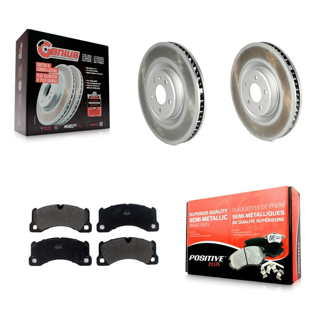 Transit Auto Front Coated Disc Brake Rotors and Semi-Metallic Pads Kit for Car 2015-2017 Porsche Macan S Without Ceramic Composite Brakes KGF-102514