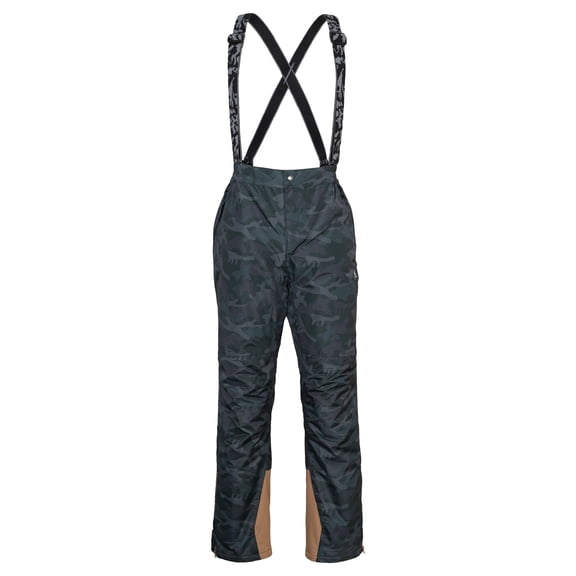 Mens Ski Bib Pants, Waterproof Windproof with Detachable Suspenders Black Camouflage S