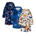 thumbnail image 5 of WOLLED Kids Solid color Bathrobe Boys Girls Hooded Velvet Night-Robe 2-8Y Toddler Flannel Robe Pajamas Single-Layer Double-Sided Soft Pjs Sleep, 5 of 9