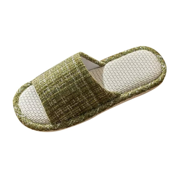 Ynynloco Womens Slippers Linen and Cloth Open Toe Non-Slip Memory Foam Slippers All Seasons Silent Soft Bottom Breathable Comfy Washable Unisex Slippers