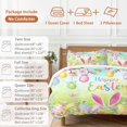 thumbnail image 6 of Queen 4 Piece Bedding Set Easter Egg Pink Bunny Ears Soft Breathable Duvet Cover and Pillowcase, Watercolor Floral Gradient Duvet Cover Set Bed Sheets for Bedroom Dormitory Guest Room, 6 of 9