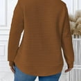 thumbnail image 2 of Uootdi Plus Size Clothes for Women Round Neck Long Sleeve Curved Hem Waffle Casual Gift Loose Pullover Solid Color Fall Shirts, 2 of 3