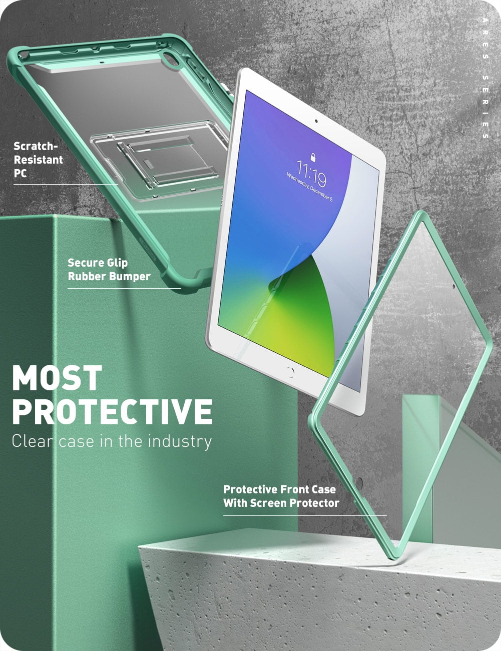 i-Blason Ares Case for New iPad 9th/8th/7th Generation, iPad 10.2 2021/2020/2019 Case, Full-Body Kickstand with Built-in Screen Protector Cover with Pencil Holder (Green)