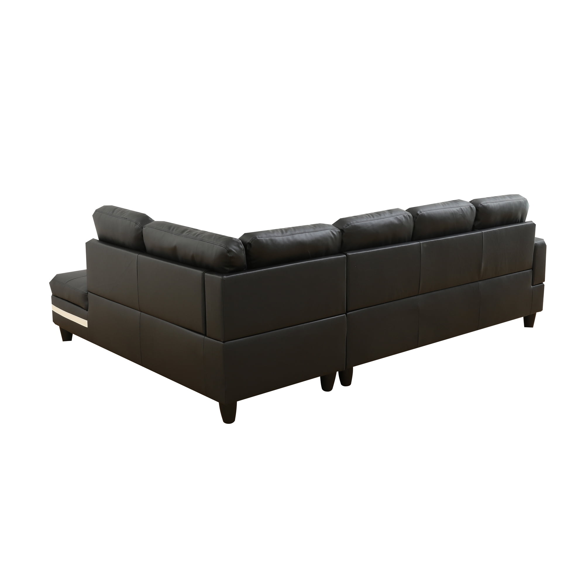 MAYEERTY 103.5" L-Shaped Sectional Sofa, Semi PU Synthetic Leather 2-Piece Modular Couch Sofa Set without Ottoman, Black (Right)