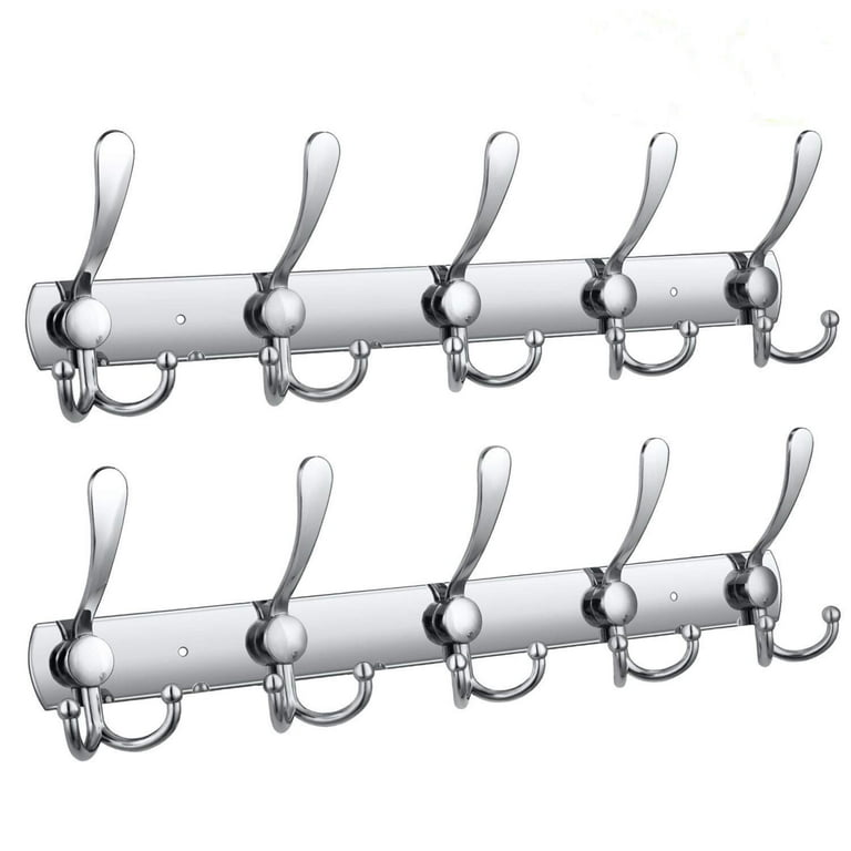 Coat Rack Wall Mount, 2 Packs Coat Hanger, Stainless Steel Triple Hooks,  Waterproof Wall Hooks for Hanging Coats, Clothes, Towels, Purse, Hats, Bag