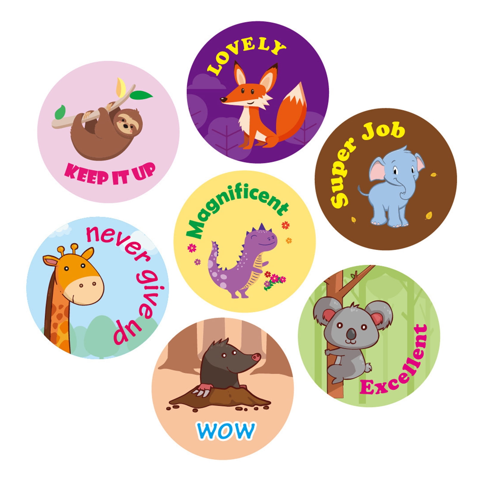 Details about   500 Pcs Cute Animals Reward Stickers Motivational Roll for Kids School Exam Math