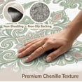 thumbnail image 6 of ODIKA 9'x12' Washable Area Rug Sage Bordered Traditional Symmetrical Motif Worn Entry Vintage for Master Suite, California King, Under Bed, Non-Shedding, Easy Care, 6 of 7