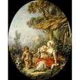 thumbnail image 2 of François Boucher 15x18 Black Ornate Wood Framed Double Matted Museum Art Print Titled - The Happy Mother (1758), 2 of 5