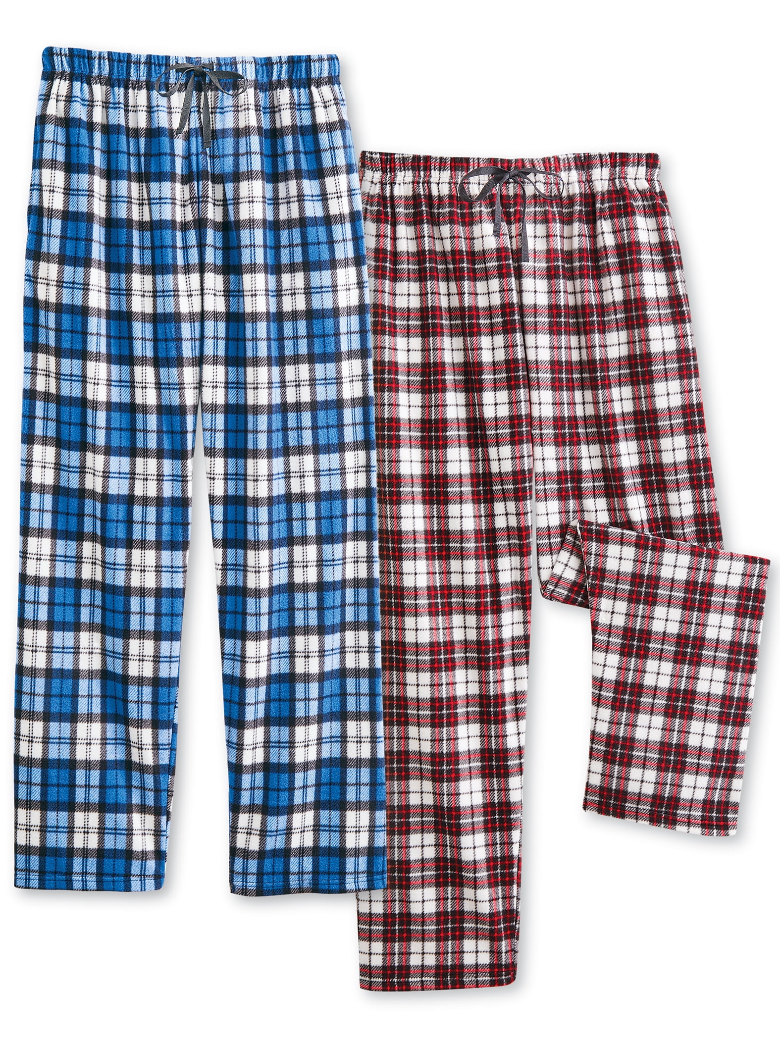 2-Piece Men's Warm Plaid Fleece Pajama Pants Set - Walmart.com