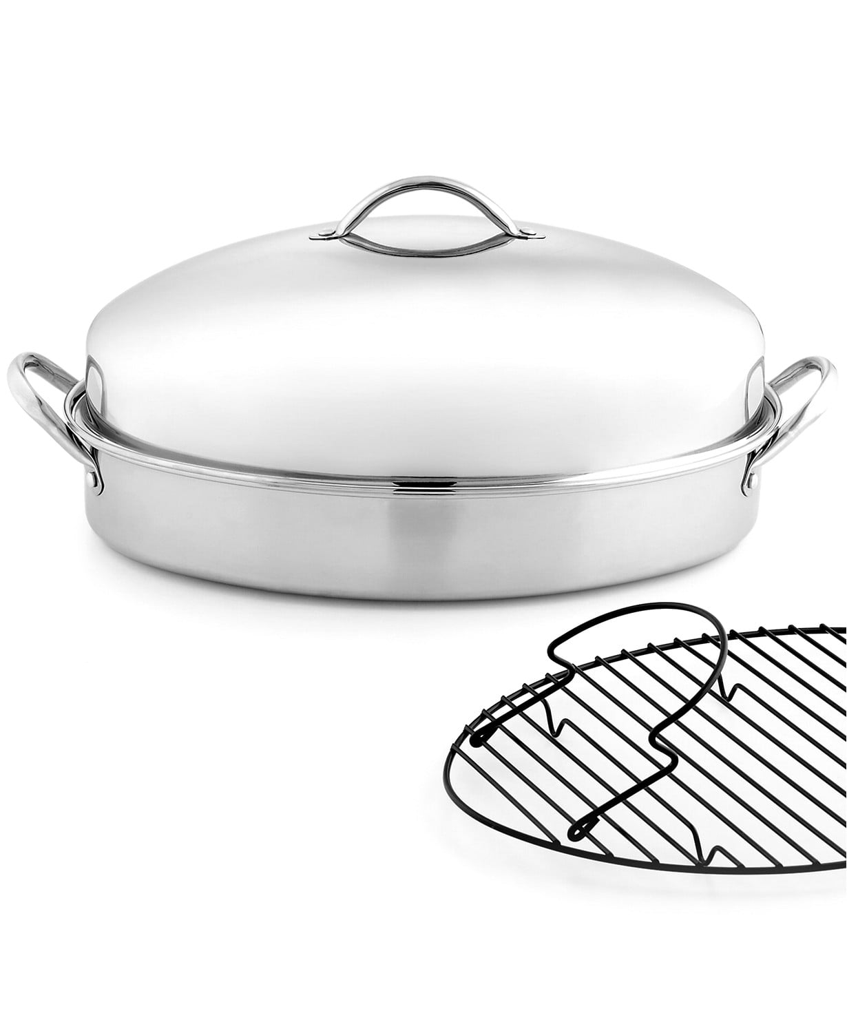 Martha Stewart Collection Stainless Steel Covered Oval Roaster with