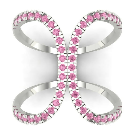 Statement Engagement Ring for Women - 0.5ct Simulated Pink Diamond in 14K White Gold Promise Ring