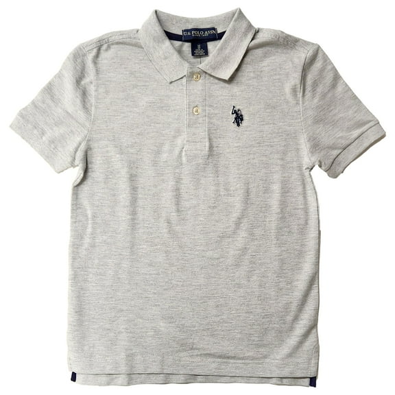 U.S. Polo Assn. Boys Gray Collared Polo Short Sleeve T-Shirt Polo Shirt Medium 8